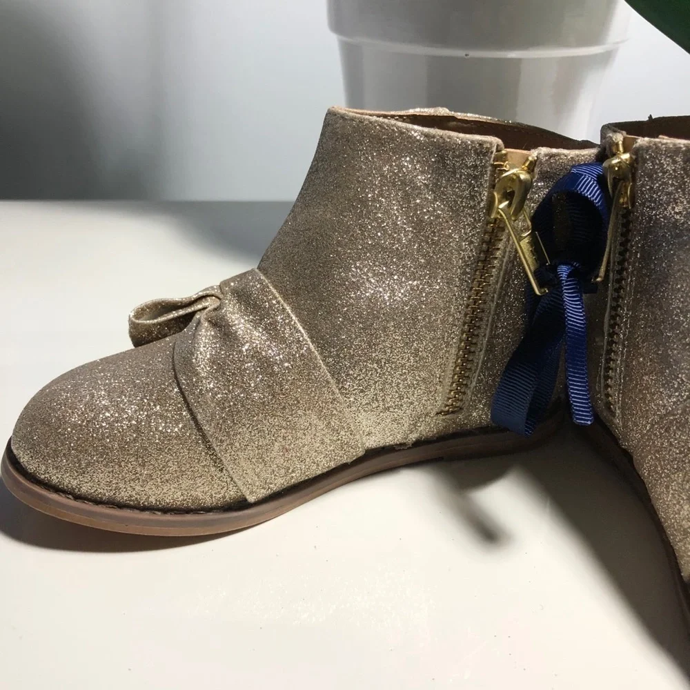 Janie and Jack Boots Gold Sparkle Size 8 NEW WITH TAG Retail $69